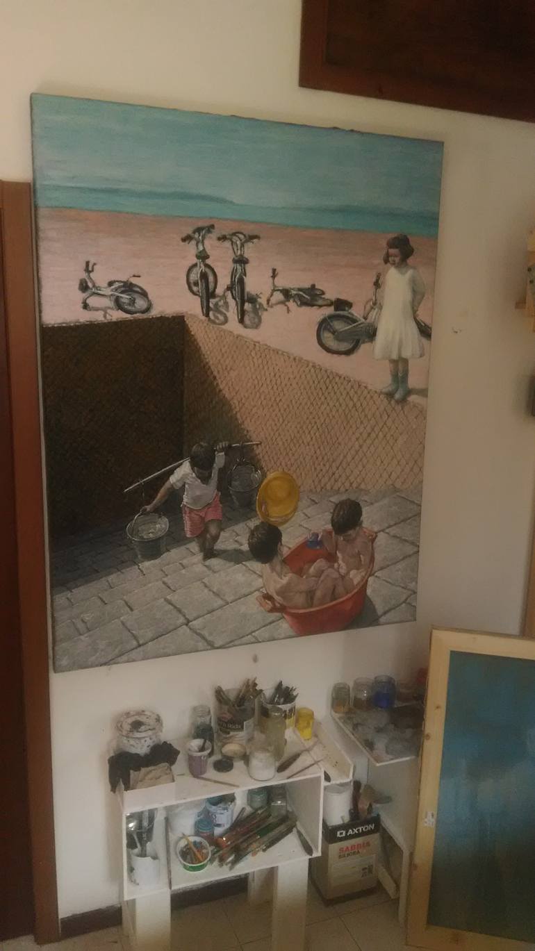 Original Expressionism Beach Painting by Antonio Mele