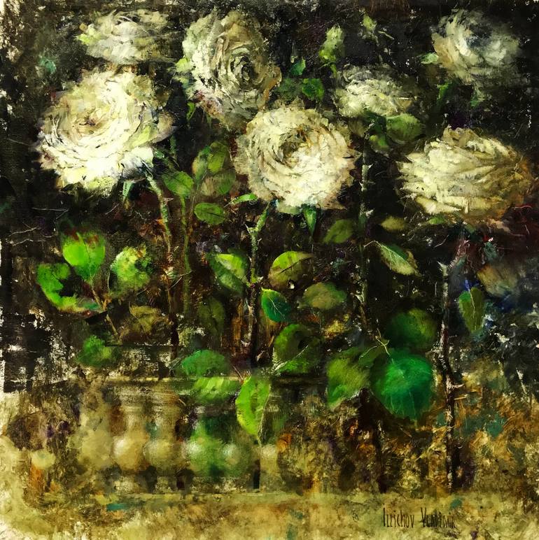 Garden of White Roses Painting by Aurum Art Gallery | Saatchi Art