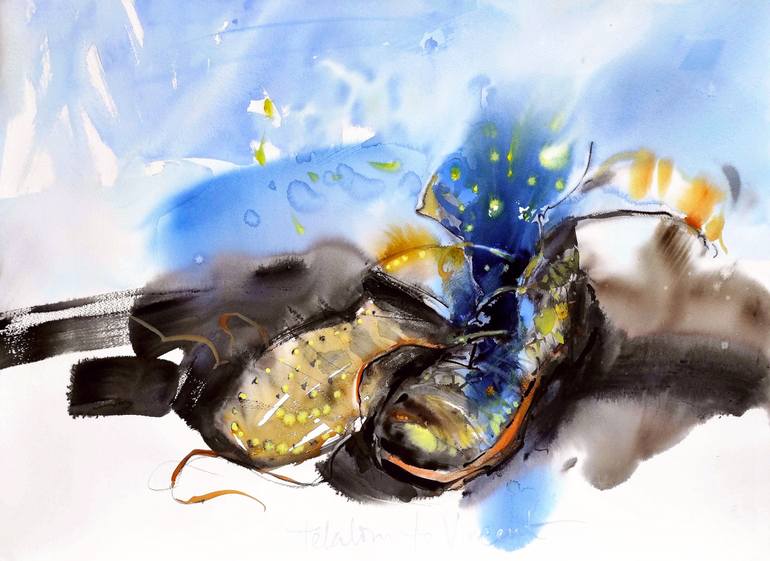 Original Travel Painting by Alexander Telalim | Contemporary Art on Paper | The STAR TRAVELER (Telalim Metaphysical Dreamscape Series)