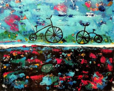Original Abstract Bicycle Paintings by Anna Skorut