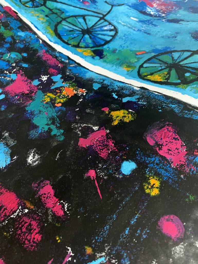 Original Abstract Bicycle Painting by Anna Skorut