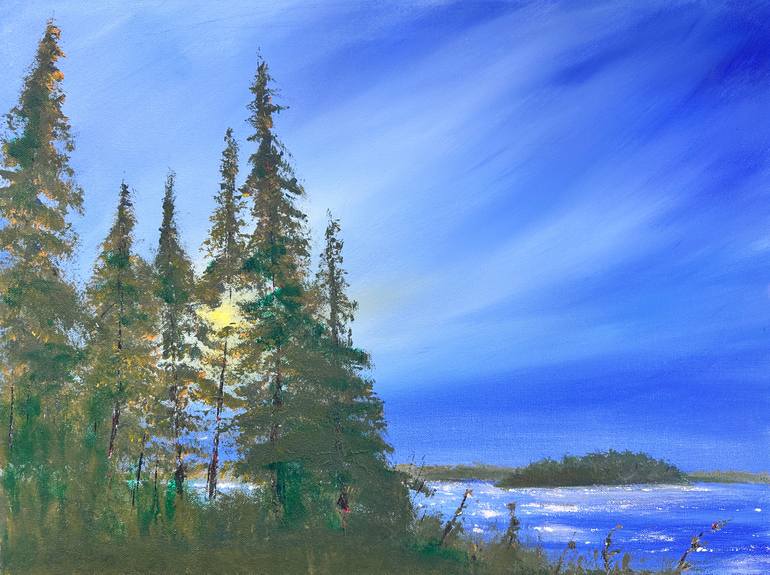 Original Landscape Painting by Mike Stamper | Contemporary Art on Canvas | Balsam Sunset: The Final Amber