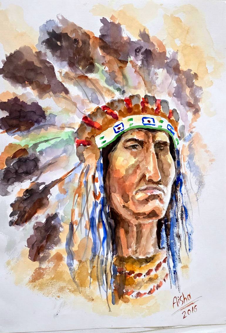 Original Famous Drawing by Aisha Zaza  Figurative Art on Paper  Silent Wisdom