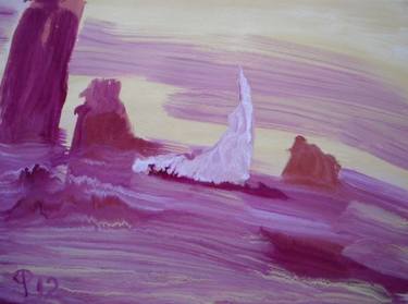 Original Expressionism Boat Painting by Vladimirs Maksanovs