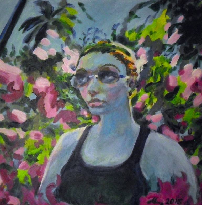 Original Women Painting by Vladimirs Maksanovs | Impressionism Art on Canvas | On a moonlit night in the rose garden.