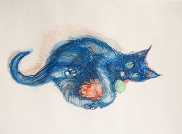 Original Abstract Expressionism Cats Drawings by Russell Honeyman
