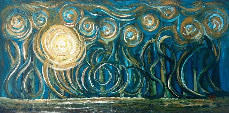 Original Abstract Painting by Maziar Yoush | Abstract Art on Acrylic | Suddenly, when we were walking through the night!