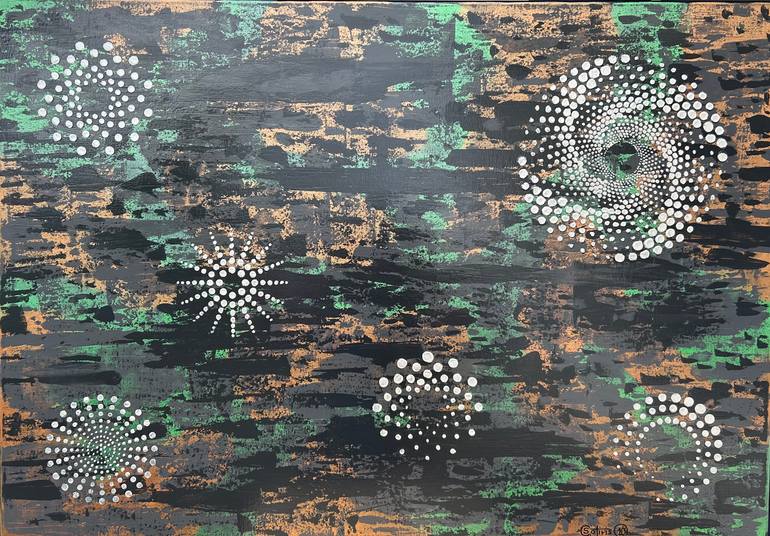Opus X – Emerald Constellation Grove Original Painting by sotiris christodoulou