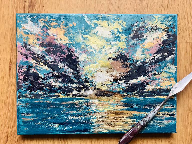 Original Seascape Painting by Andreinna Delgado Ricci | Impressionism Art on Canvas | A place to breathe