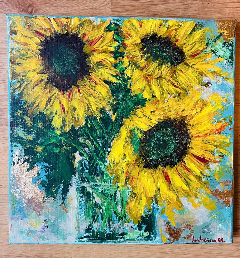 Original Floral Painting by Andreinna Delgado Ricci | Impressionism Art on Canvas | Notes of yellow