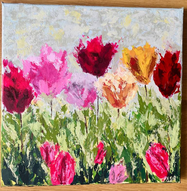 Original Floral Painting by Andreinna Delgado Ricci | Impressionism Art on Canvas | Colours in Bloom