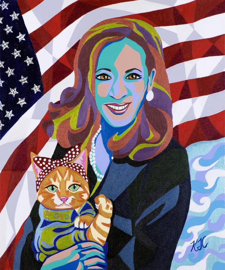 Original Pop CultureCelebrity Painting by Karen Coates  Pop Art Art on Canvas  KamalaIsBrat