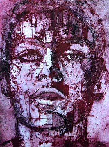 Original Expressionism Portrait Printmaking by Jet James