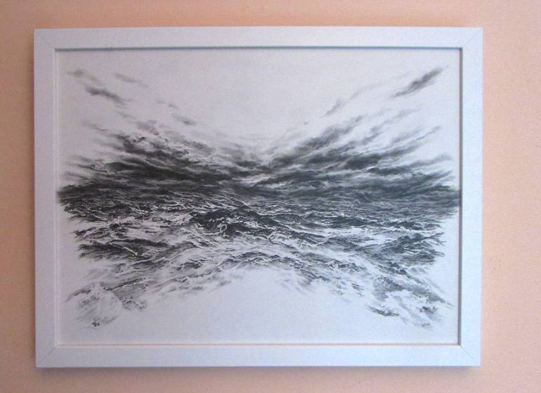 Original Seascape Drawing by Kirsty O'Leary-Leeson