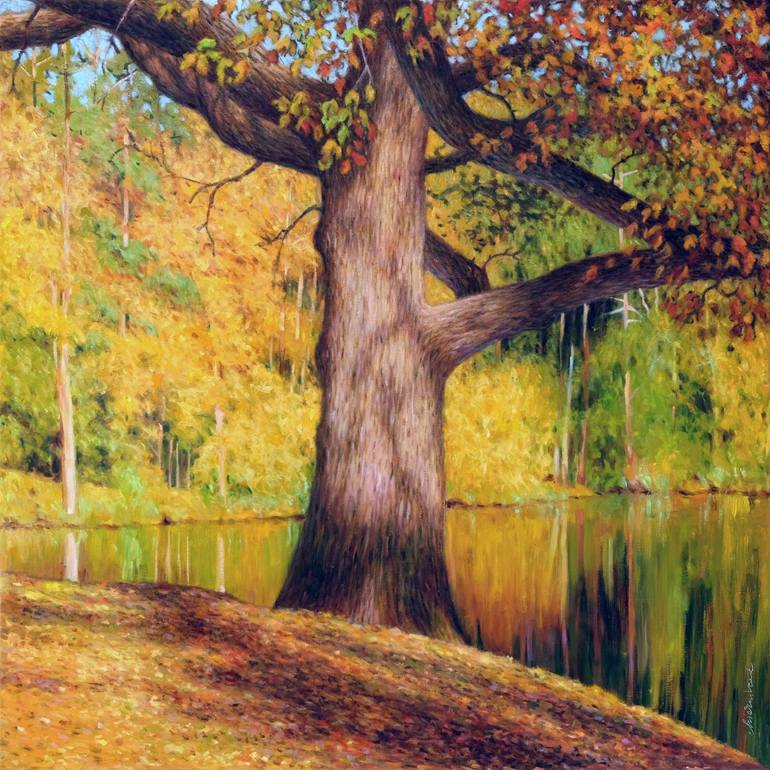 Forest at Baerensee 3. - Old Oak Original Painting by richard mierniczak