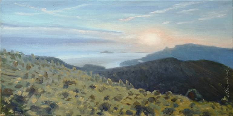 Original Landscape Painting by Richard Mierniczak | Impressionism Art on Canvas | Sunset over the Calanques - from Corniche des Cretes