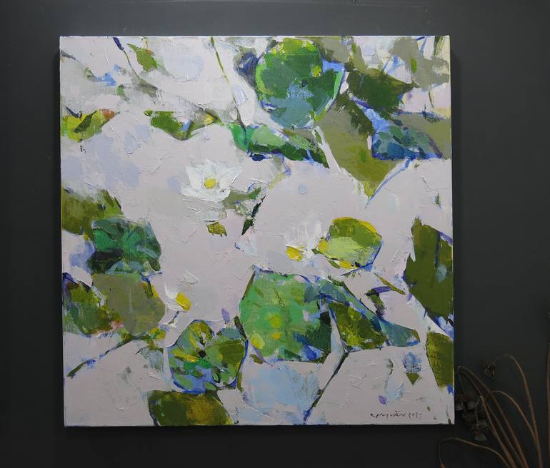 Original Modernism Garden Painting by Artist Chu Van