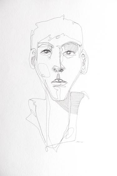 Young man continuous line thumb