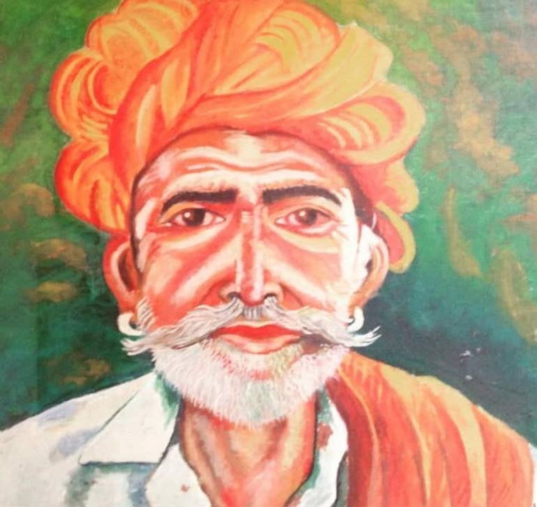 Original Rural Life Painting by Kusum Sharma | Portraiture Art on Canvas | The Indian Farmer