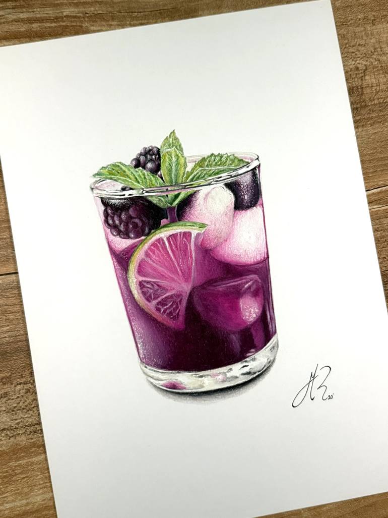 Original Realism Food & Drink Drawing by Manuel Reartes
