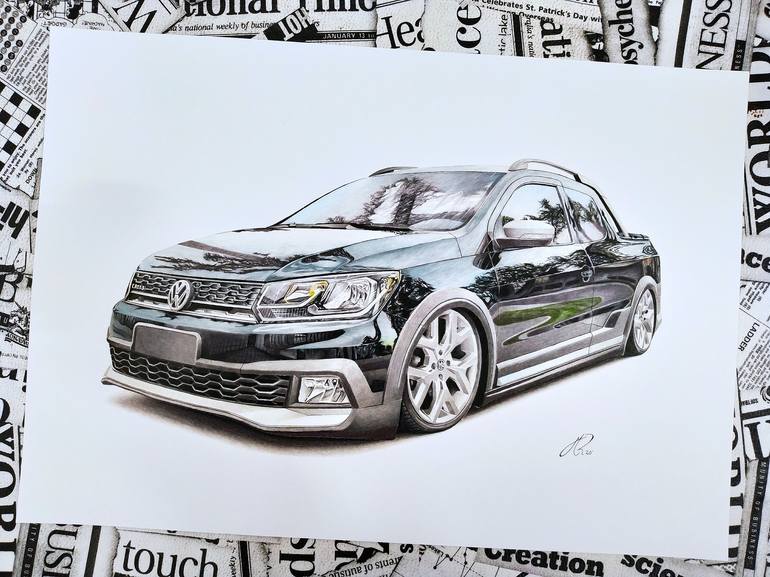 Original Photorealism Car Drawing by Manuel Reartes