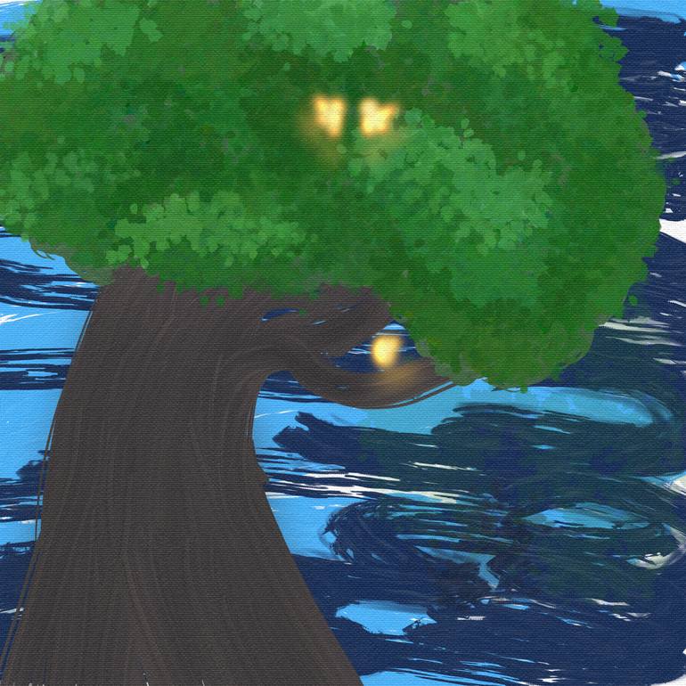 Original Abstract Digital by Wiraphong Nitee | Abstract Art on Canvas | The Tree of Three Fairies