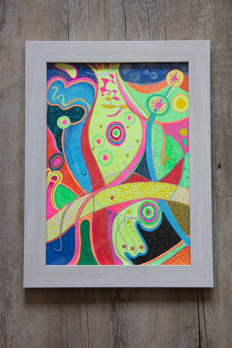 Original Abstract Drawing by Gloria Olarte IOOI ART