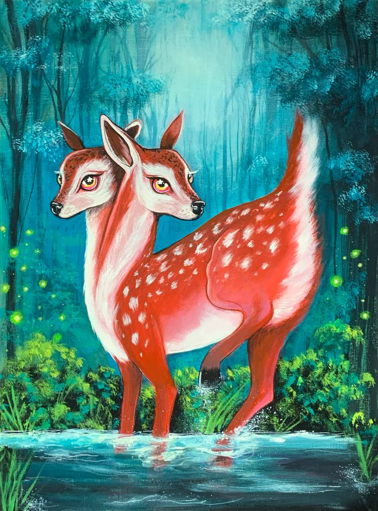 Original Fantasy Painting by Gabriela Basile | Illustration Art on Canvas | Guardian of the Unseen