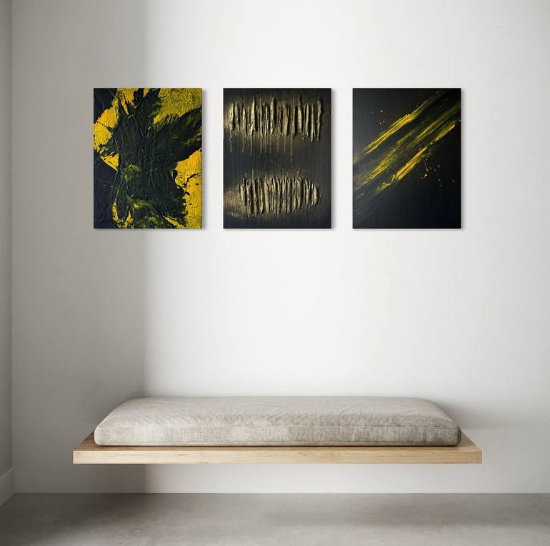 Original Abstract Painting by Marinescu Anna Rozalia | Abstract Art on Canvas | Rupture Series ( Set of 3) Abstract Triptych