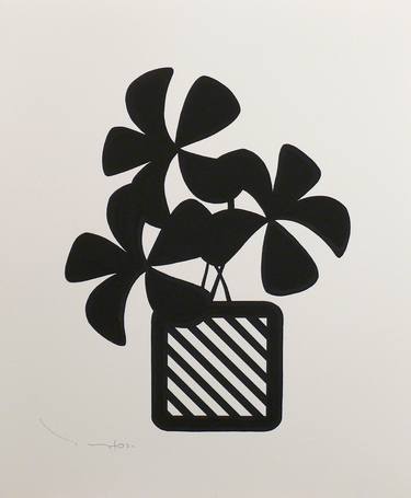 Saatchi Art Artist Tehos Frederic CAMILLERI; Drawing, “Tehos - Three black Flowers with pot 03” #art
