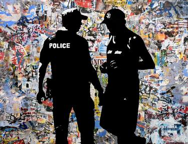 Original Street Art Political Collage by Tehos Frederic CAMILLERI