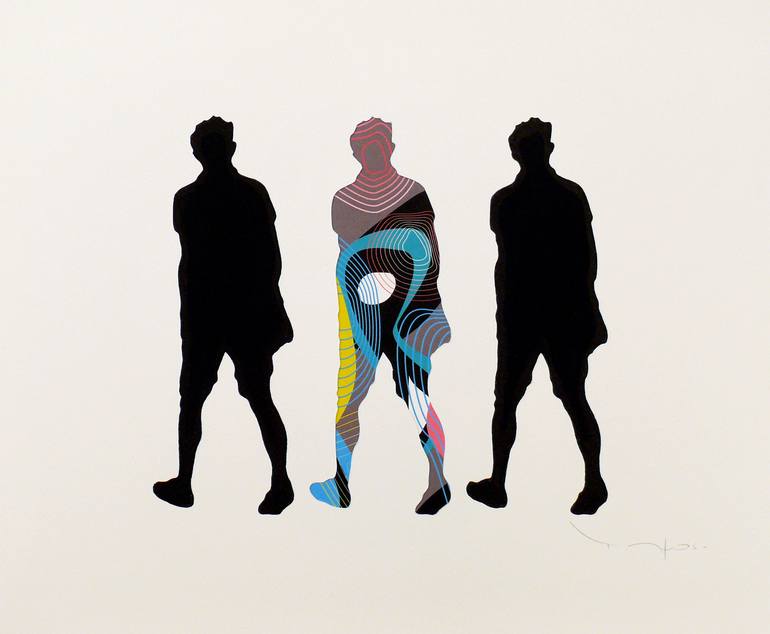 Three walking men V03 - Tehos Drawing by Tehos Frederic CAMILLERI ...