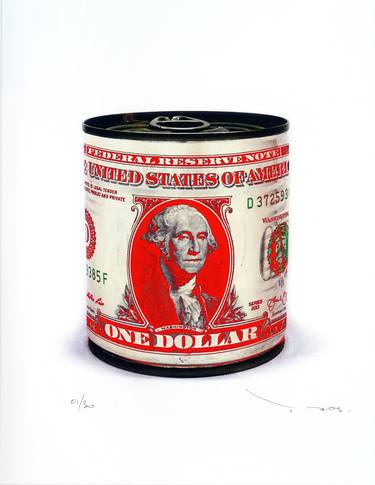 Tehos - one dollar tin can - A - red thumb