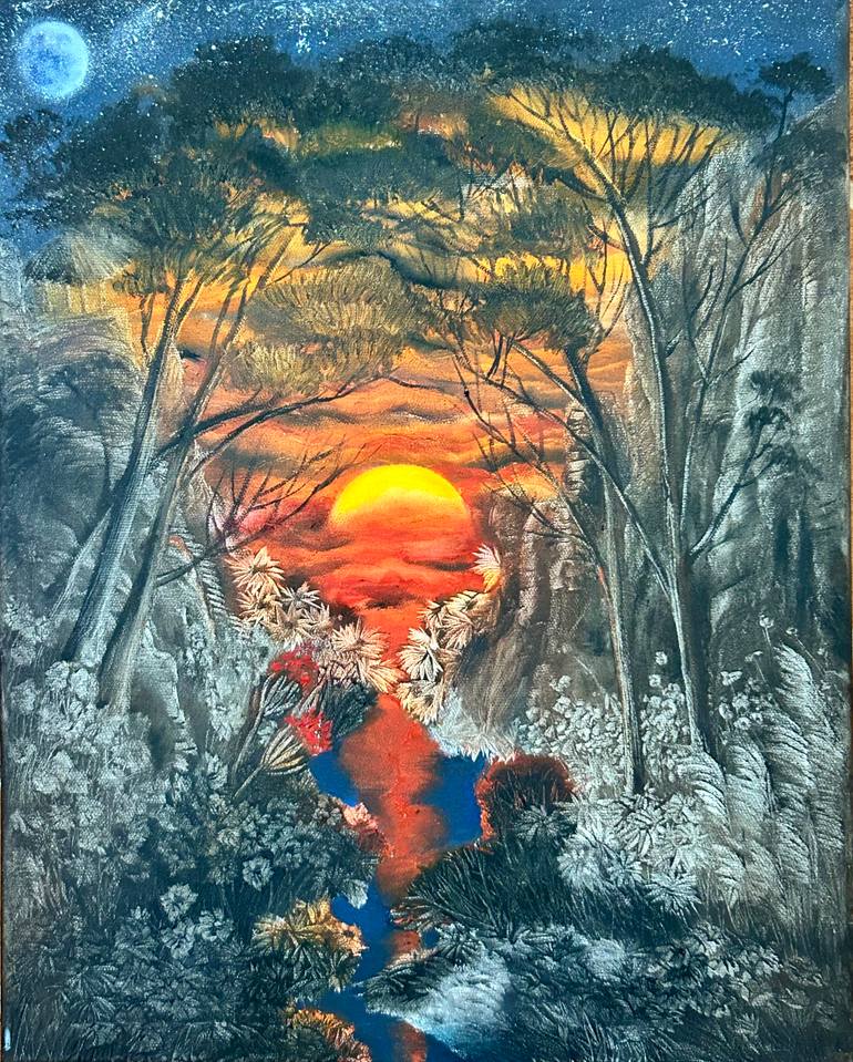 Original Abstract Painting by Megan Tian | Contemporary Art on Canvas | Where the Sunset Meets the Heart