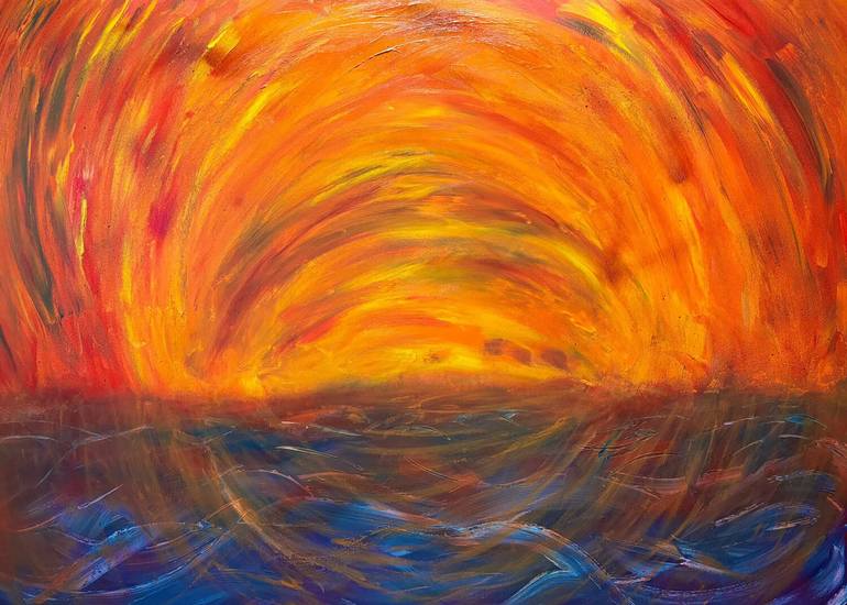 Original Abstract Painting by Peer - The New Dutch Painter | Conceptual Art on Canvas | "First Sunset" - The Dawn of a New Era on Earth