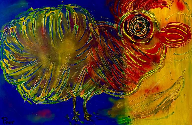 Original Abstract Painting by Peer - The New Dutch Painter | Abstract Art on Canvas | "Mother of All Chickens" - The Origin of Life Reimagined