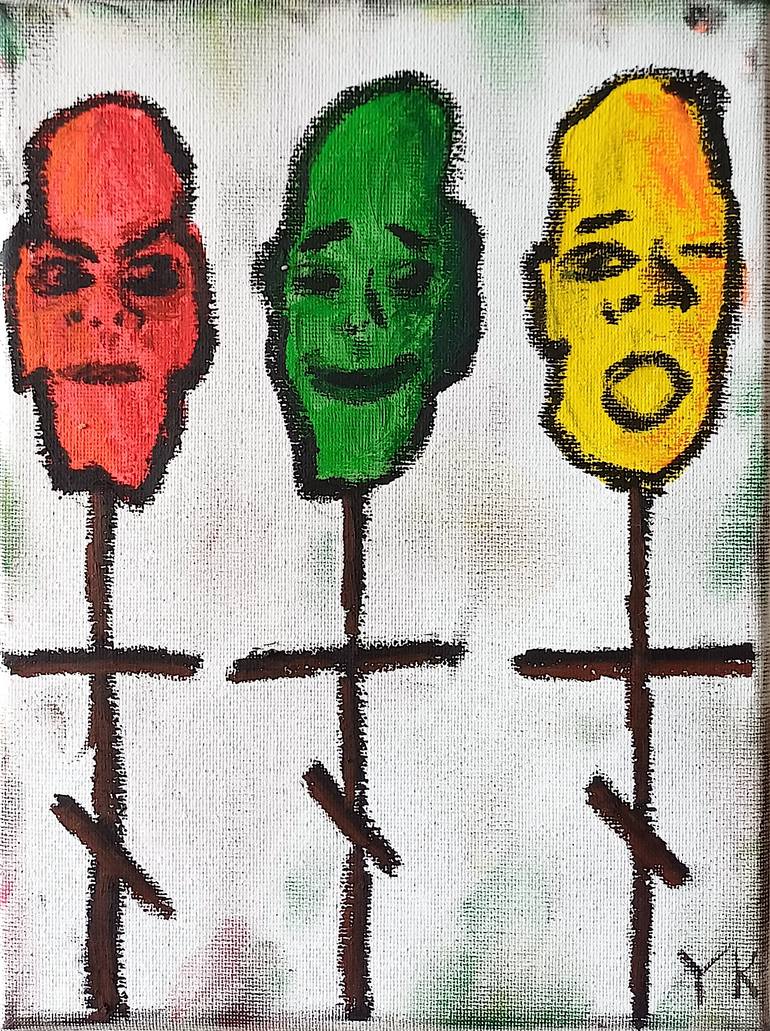 Original People Painting by Yevhen Kushnyrik | Expressionism Art on Canvas | Death's Children. Part of the series Fractured Faces
