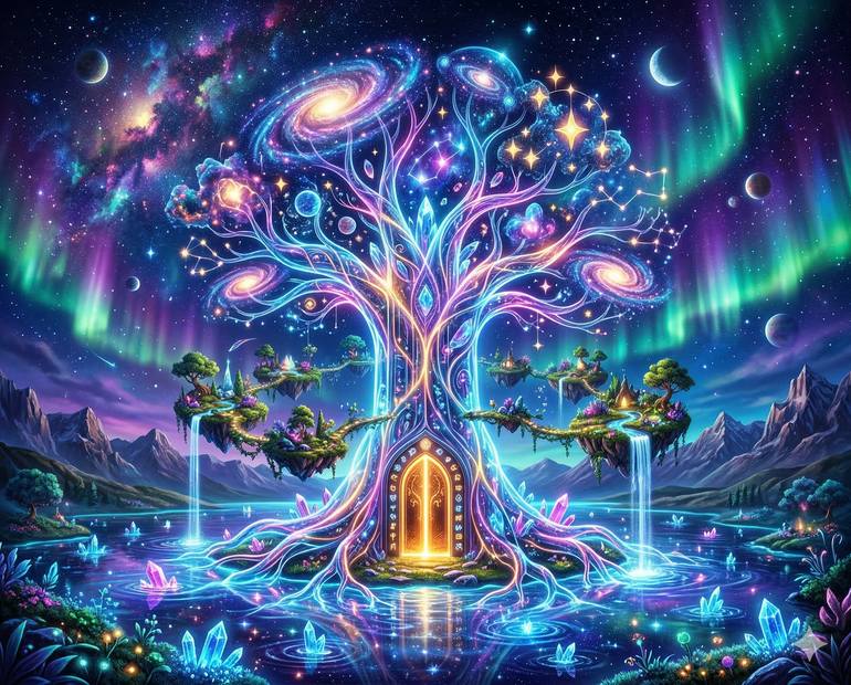 Original Comics Digital by Sajan Pradhan | Surrealism Art on Other | The Cosmic Tree of Hidden Worlds
