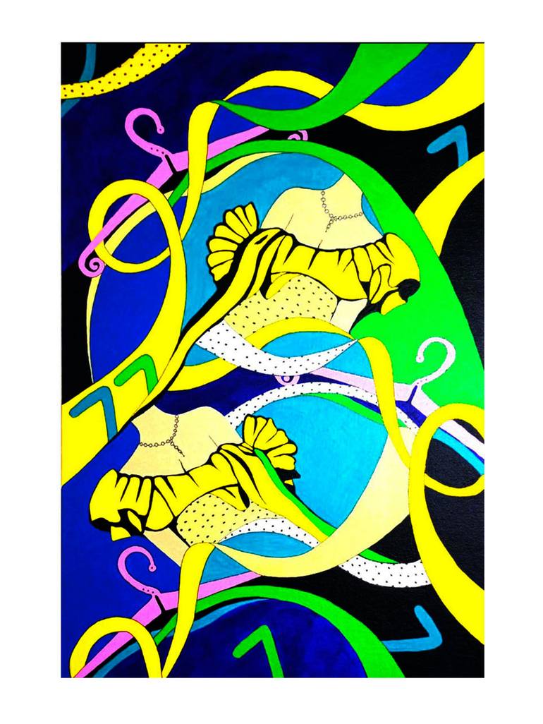 Original Comics Painting by Esraa Ezzeldin | Art Deco Art on Canvas | Dress 7 Design by Crazy Art