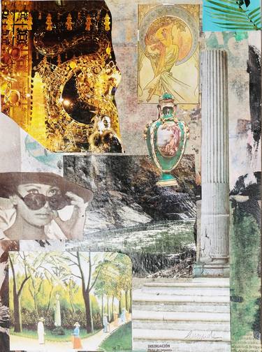 Original Abstract Expressionism Abstract Collage by MARIA CECILIA FERNANDEZ DE ARROSPIDE