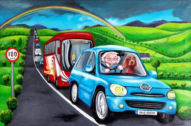 Print of Pop Art Automobile Paintings by Lucjan Albin Lawnicki