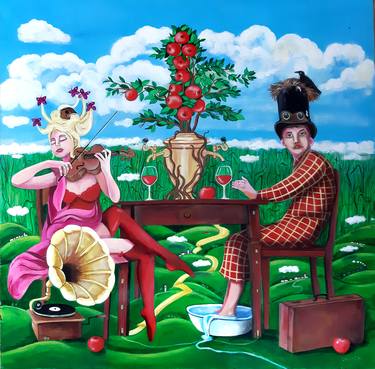 Print of Surrealism Food & Drink Paintings by Lucjan Albin Lawnicki