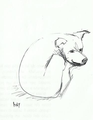 Original Figurative Dogs Drawings by Terry May