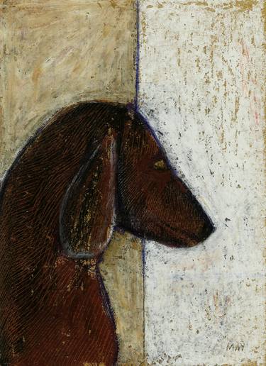 Original Figurative Dogs Paintings by Terry May