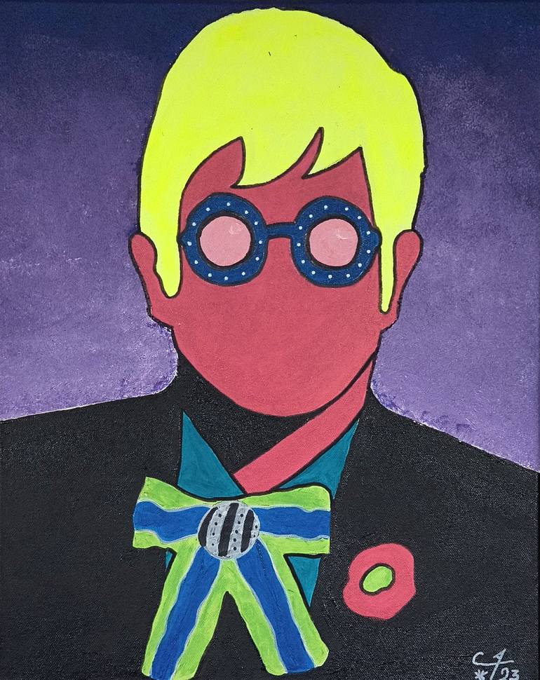 Original Pop CultureCelebrity Painting by Alex Ciattaglia  Pop Art Art on Canvas  Elton