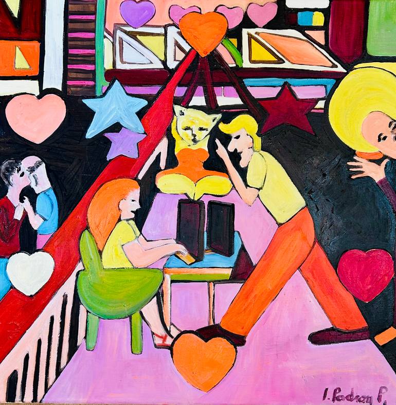 Original Abstract Painting by Irena Padron Pena | Abstract Expressionism Art on Canvas | In the Office