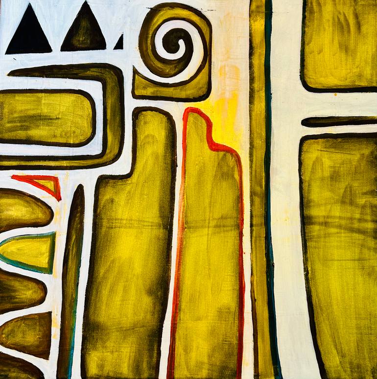 Original Abstract Painting by Irena Padron Pena | Abstract Art on Canvas | Golden Inner Map
