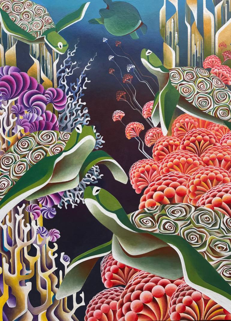 Original Ocean Painting by Kristina Saudinyte | Contemporary Art on Canvas | Under the sea