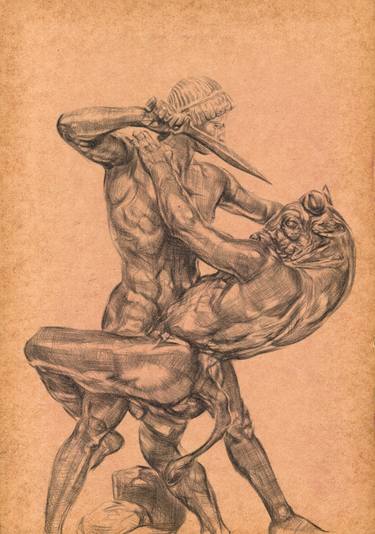 Original Figurative Classical mythology Drawings by Mehmet Dere