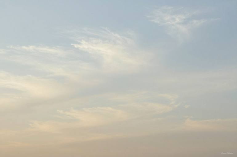 Original Landscape Painting by Sumaira Tabassum | Art Deco Art on Aluminum | Ocean of Sky and Silence - Minimal Celestial Cloudscape
